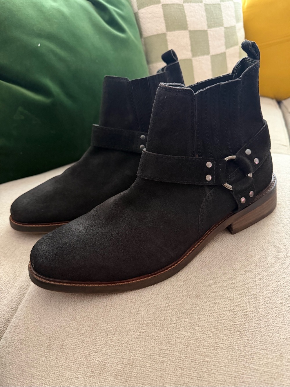 Steve Madden western boot bootie black suede leather boots Chelsea men’s 12 NEW